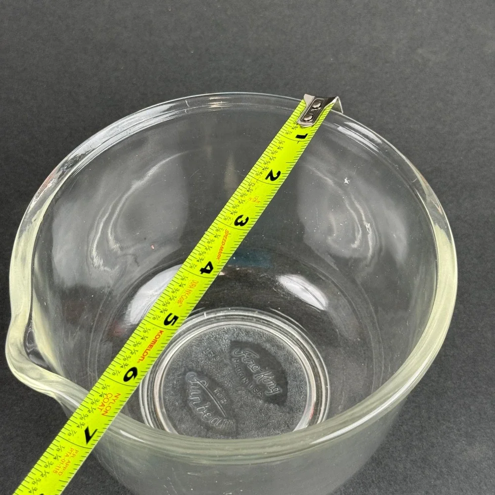 Fire King Sunbeam Mixing Bowl Clear Glass Pour Spout Vintage 13 Made in USA